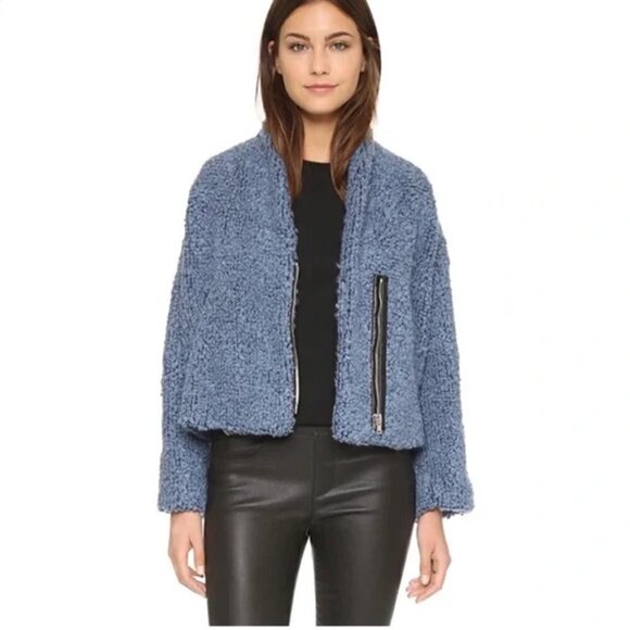 💕IRO💕 Daney Loop Knit Jacket ~ Blue EU 40 = US 8 - Picture 2 of 12